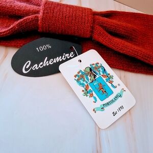 💥 Portolano 100% Cashmere Headband – Rust Red Bow Design
